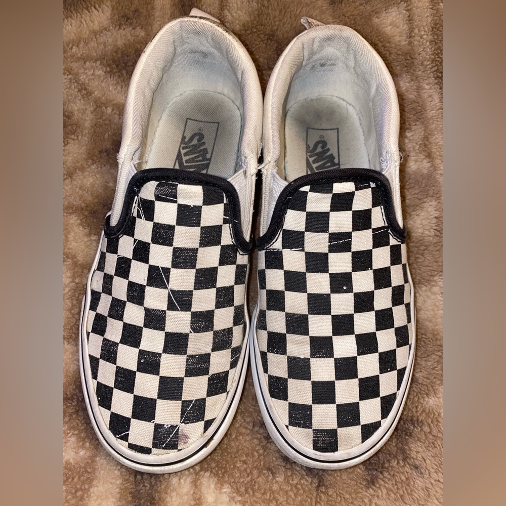 Checkered Slip On Vans Girls Size 1